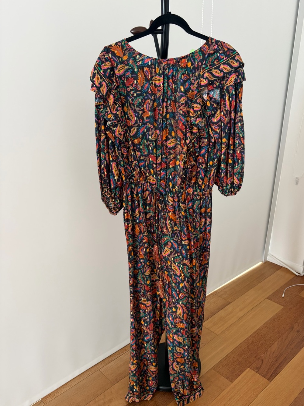 Farm Rio Bohemian Floral Ruffle Jumpsuit  - Multicolor with gold details